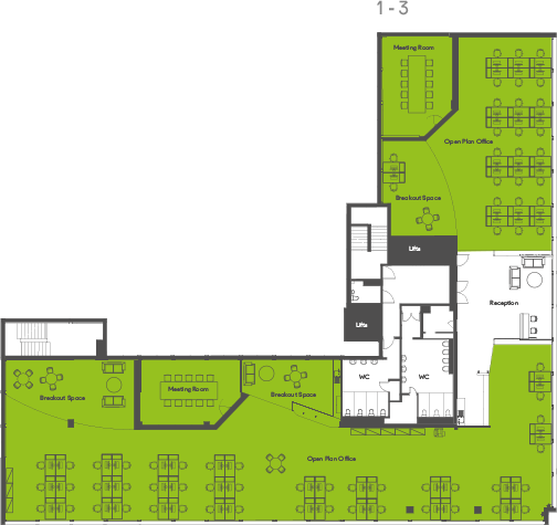 Spaceplans - Floors 1 to 3 - 32 Eyre Street
